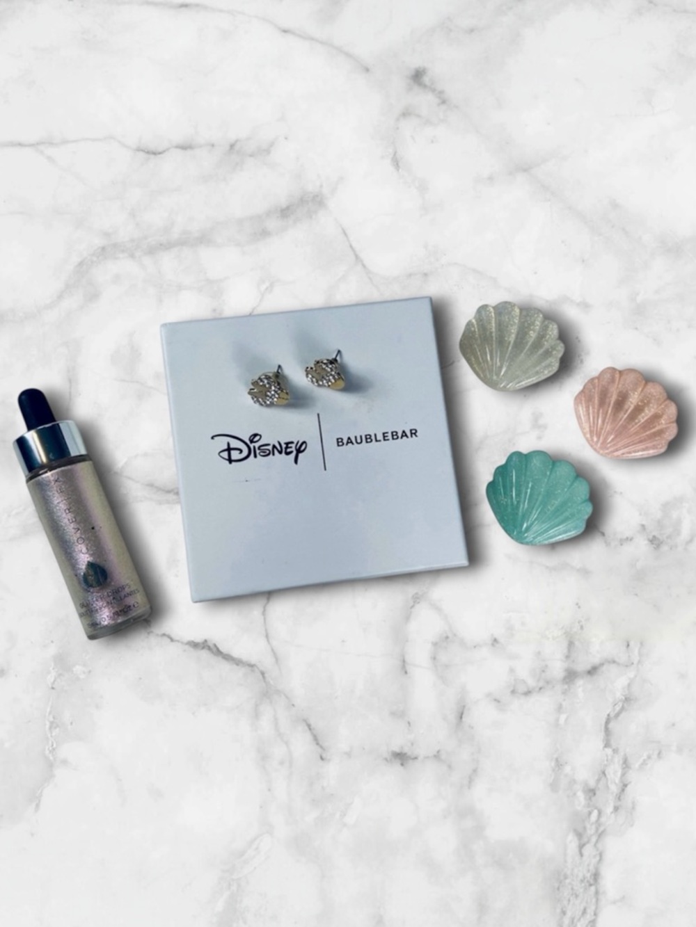 5 for $25 Cover Fx, Baublebar Minnie Mouse earrings, seashell clip beauty bundle